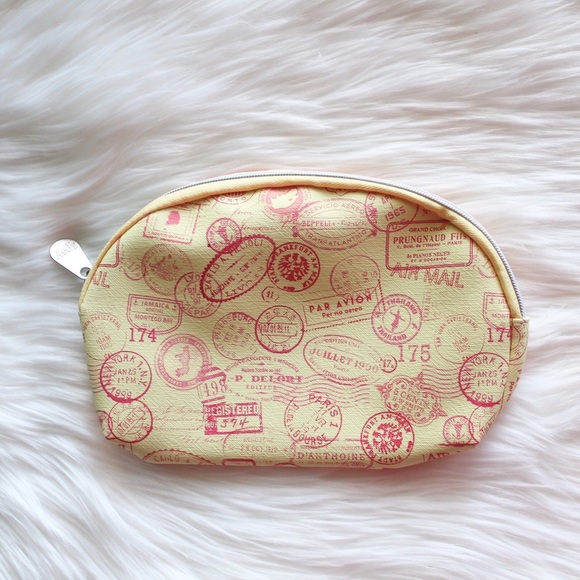 NWOT Ipsy Cosmetics Bag Yellow Passport Stamp - Picture 1 of 2